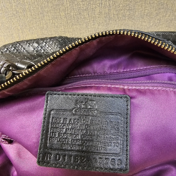 COACH Black Textured Satchel - Picture 7 of 12